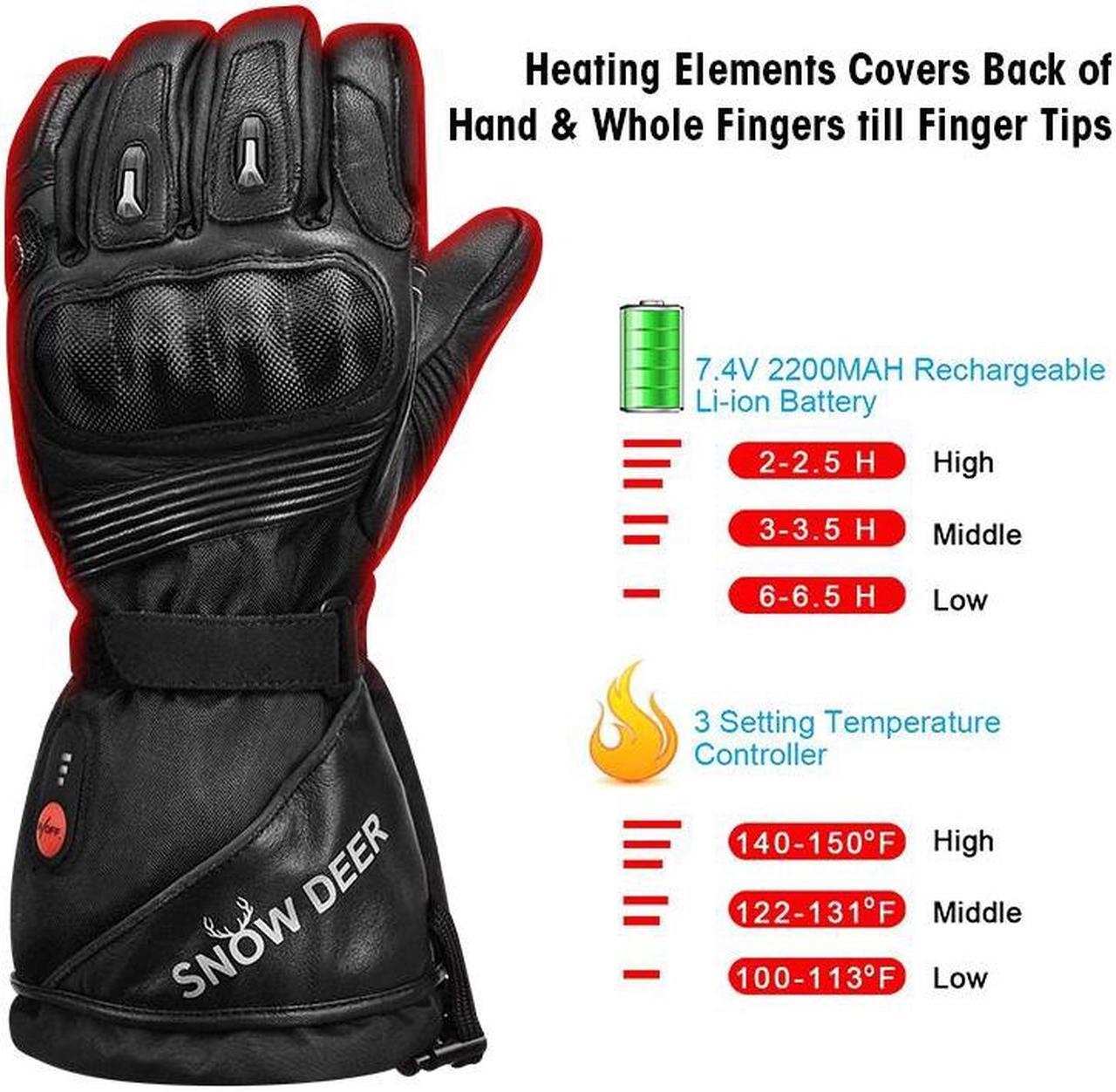 Alt view image 2 of 7 - Heated Motorcycle Gloves - 7.4V Electric Rechargeable Battery Waterproof Gloves for Men Women,Winter Biking Cycling Hunting Fishing Skiing Riding Powered Gloves Large