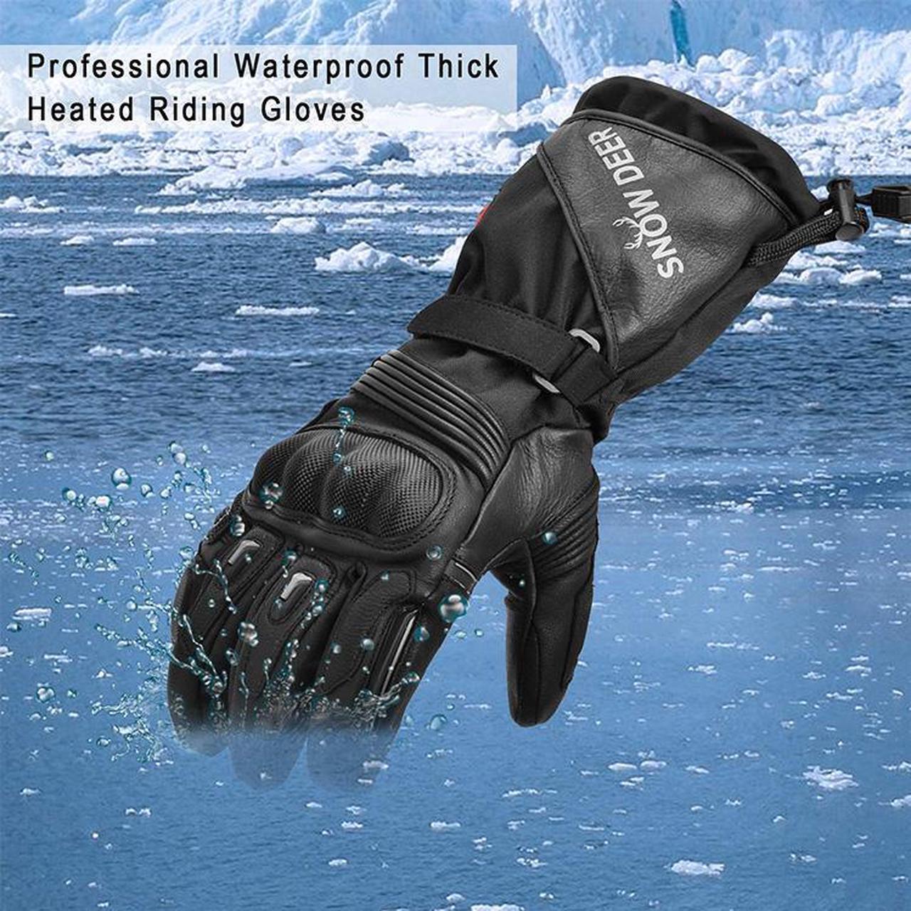Alt view image 4 of 7 - Heated Motorcycle Gloves - 7.4V Electric Rechargeable Battery Waterproof Gloves for Men Women,Winter Biking Cycling Hunting Fishing Skiing Riding Powered Gloves Large