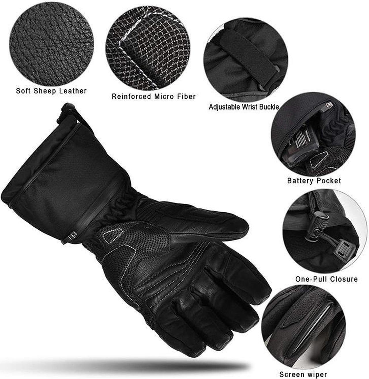Alt view image 5 of 7 - Heated Motorcycle Gloves - 7.4V Electric Rechargeable Battery Waterproof Gloves for Men Women,Winter Biking Cycling Hunting Fishing Skiing Riding Powered Gloves Large
