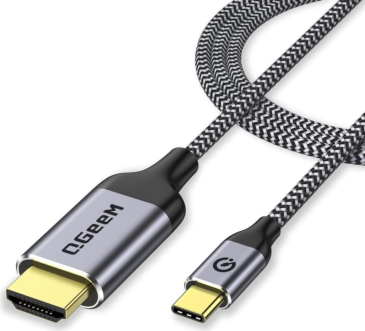 QGeeM USB C to HDMI Cable Adapter,QGeeM 4ft Braided 4K@60Hz Cable Adapter(Thunderbolt 3 Compatible) Compatible with iPad Pro,MacBook Pro 2018 iMac, Pixel,Galaxy S9 Note9 S8 Surface Book hdmi USB-c