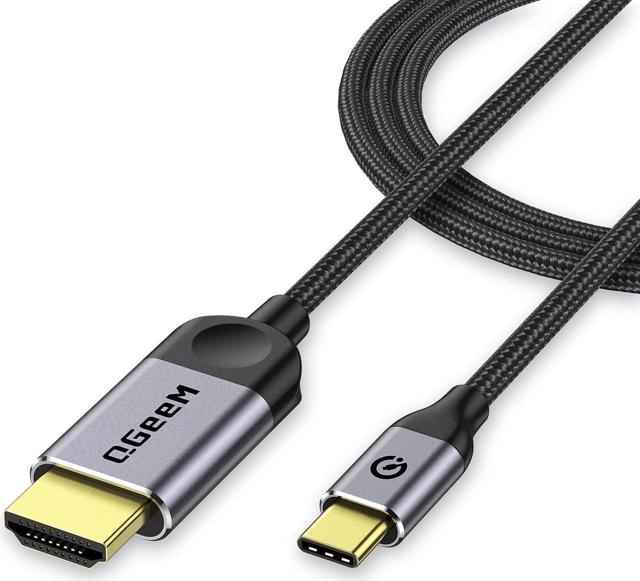 USB C to HDMI Cable Adapter 4ft 4K,QGeeM USB Type C to HDMI Cable Thunderbolt 3 Compatible with MacBook Pro 2017-2020 IPad pro,Samsung S9 S10,Surface Book 2,Dell XPS 13/15,Pixelbook More