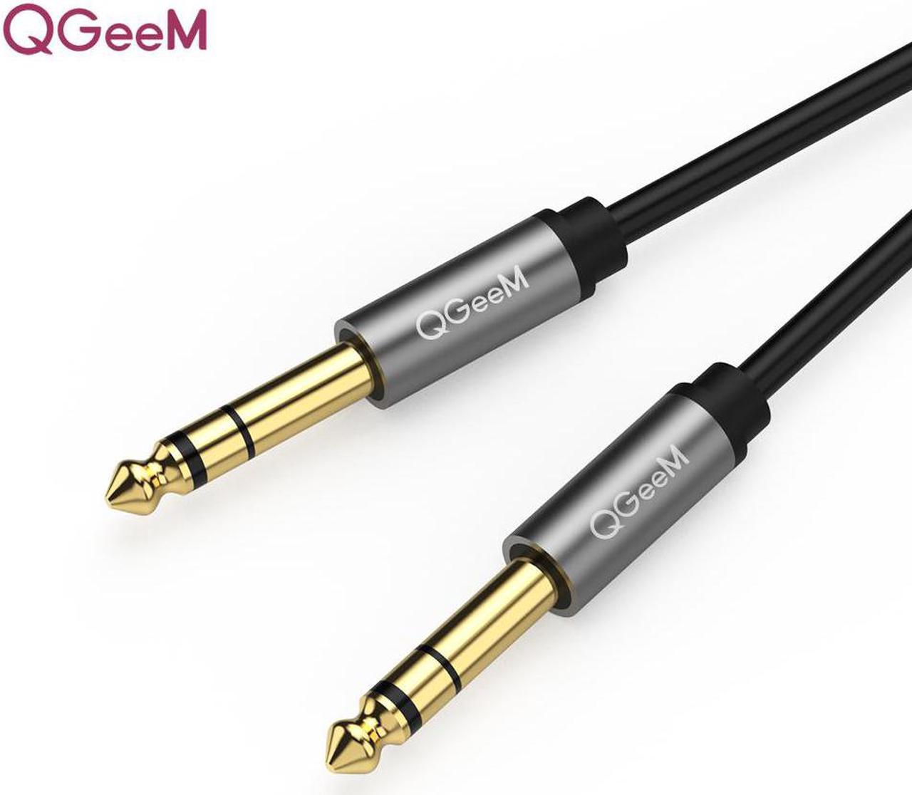 QGeeM Guitar Cable 6.35mm Mono Jack 1/4 Inch TS Unbalanced Patch Speaker Cable Braided Instrument Male to Male Amp Cord Zinc Alloy Casing Compatible with Electric Bass Guitar Keyboard Pro Audio, 10FT