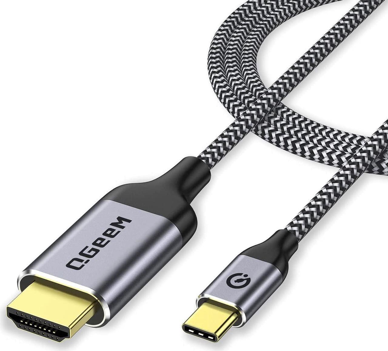 QGeeM USB C to HDMI Cable Adapter,QGeeM ft Braided 4K@60Hz Cable Adapter(Thunderbolt 3 Compatible) Compatible with iPad Pro,MacBook Pro 2018 iMac, Pixel,Galaxy S9 Note9 S8 Surface Book hdmi USB-c