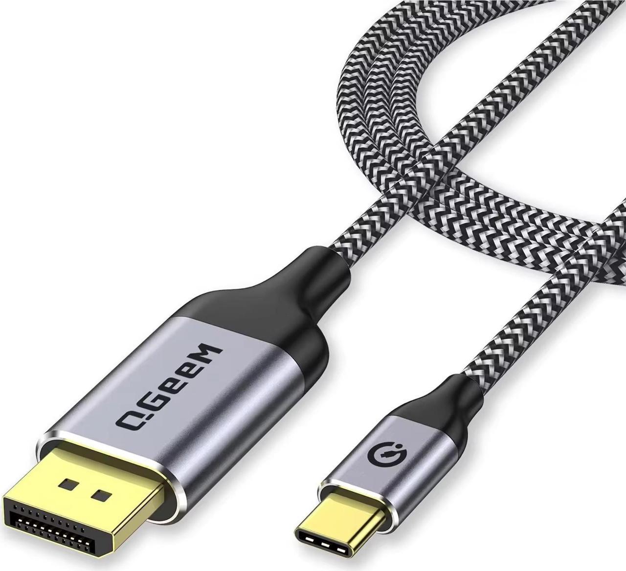 QGEEM USB C to DisplayPort 1.4 Cable 8K@60Hz Thunderbolt 4/3 to DisplayPort Cord Compatible iPhone 15, MacBook Pro/Air, iPad, Mac Mini, Galaxy