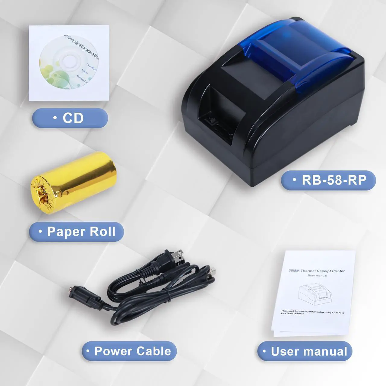 Alt view image 3 of 7 - RIBAO RB-58-RP Thermal Printer Receipt Printer for BC-55 BC-40 BCS-160 Mixed Bill Money Counter, Printing Paper Size 58mm