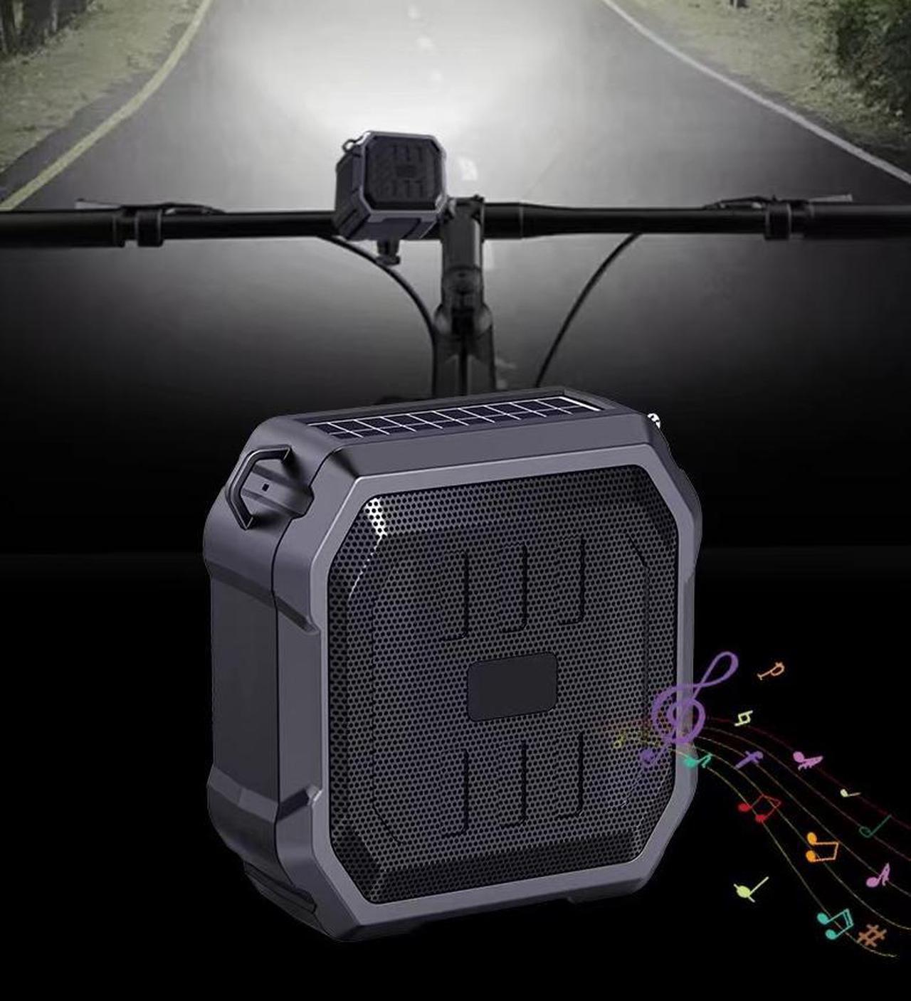Alt view image 6 of 7 - SCPCODE Night Bicycle-riding Bluetooth Speaker with Flash Light, Solar Charging Option,for Bicycles-riding, Backpack hiking, Outdoor,Camping