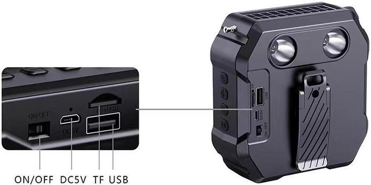 Alt view image 5 of 7 - SCPCODE Night Bicycle-riding Bluetooth Speaker with Flash Light, Solar Charging Option,for Bicycles-riding, Backpack hiking, Outdoor,Camping