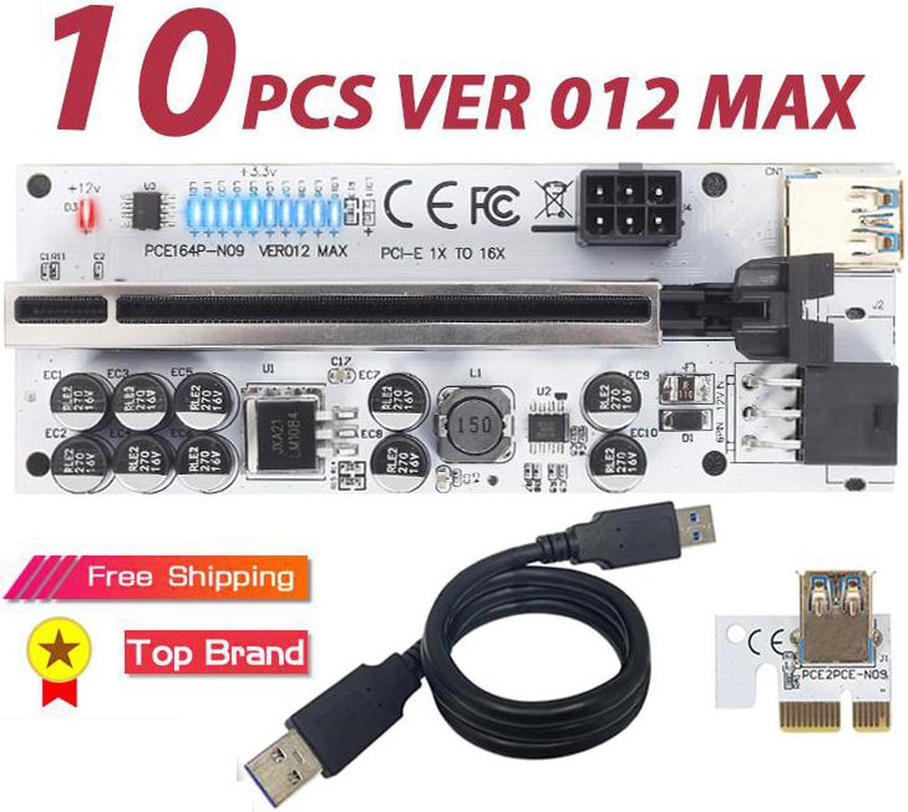 10PCS Riser VER012 USB 3.0 PCI-E Riser VER012MAX Express Cable Riser For Video Card X16 Extender PCI-E Riser Card For Mining