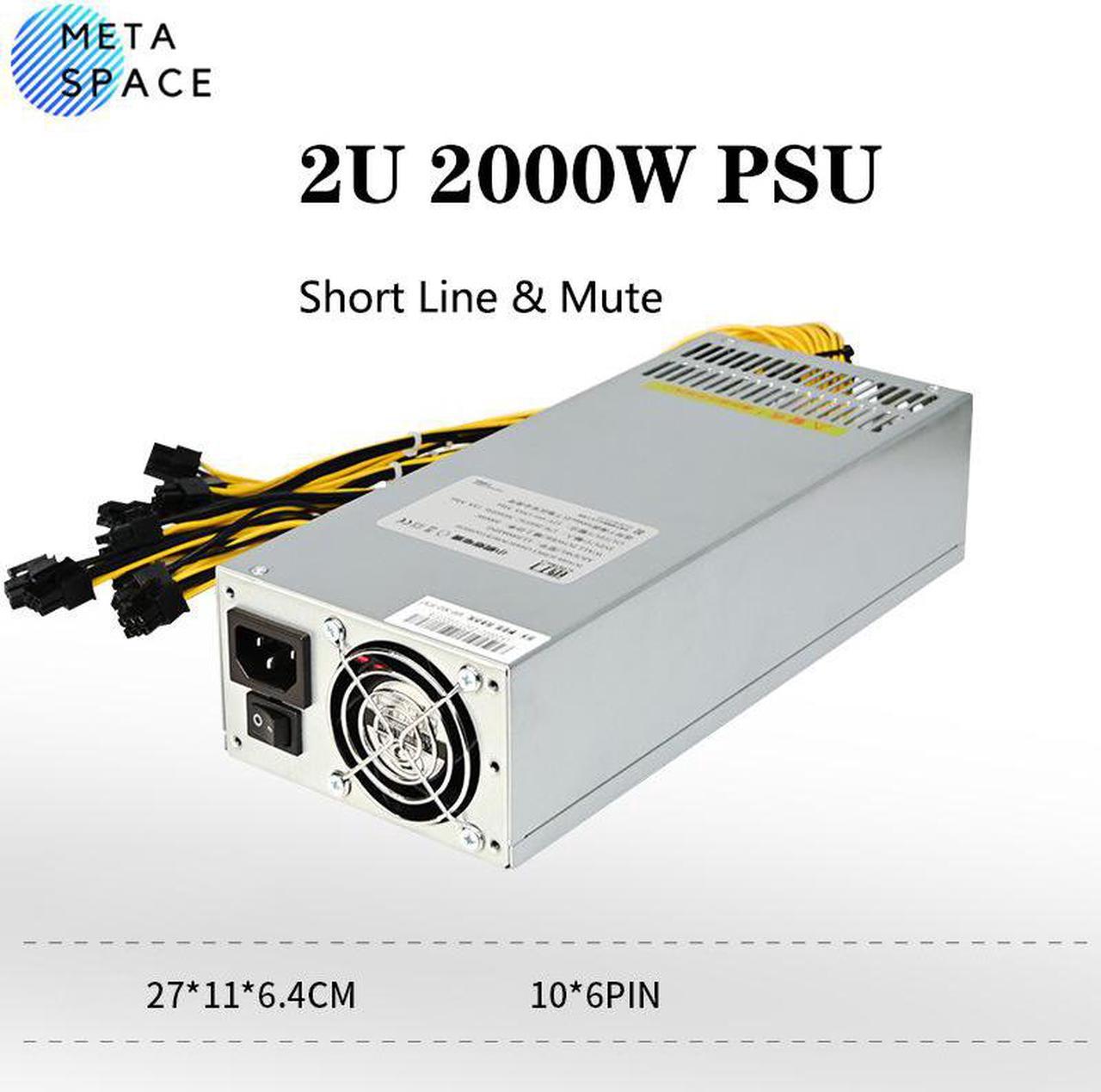 Power Supply 2U 2000W Miner PSU Bitcion Power Supply 2000W Computing power 12V For ASIC Miner GPU Single-channel wind cooling Mute power supply desktop computer chassis server voltage stabilizer