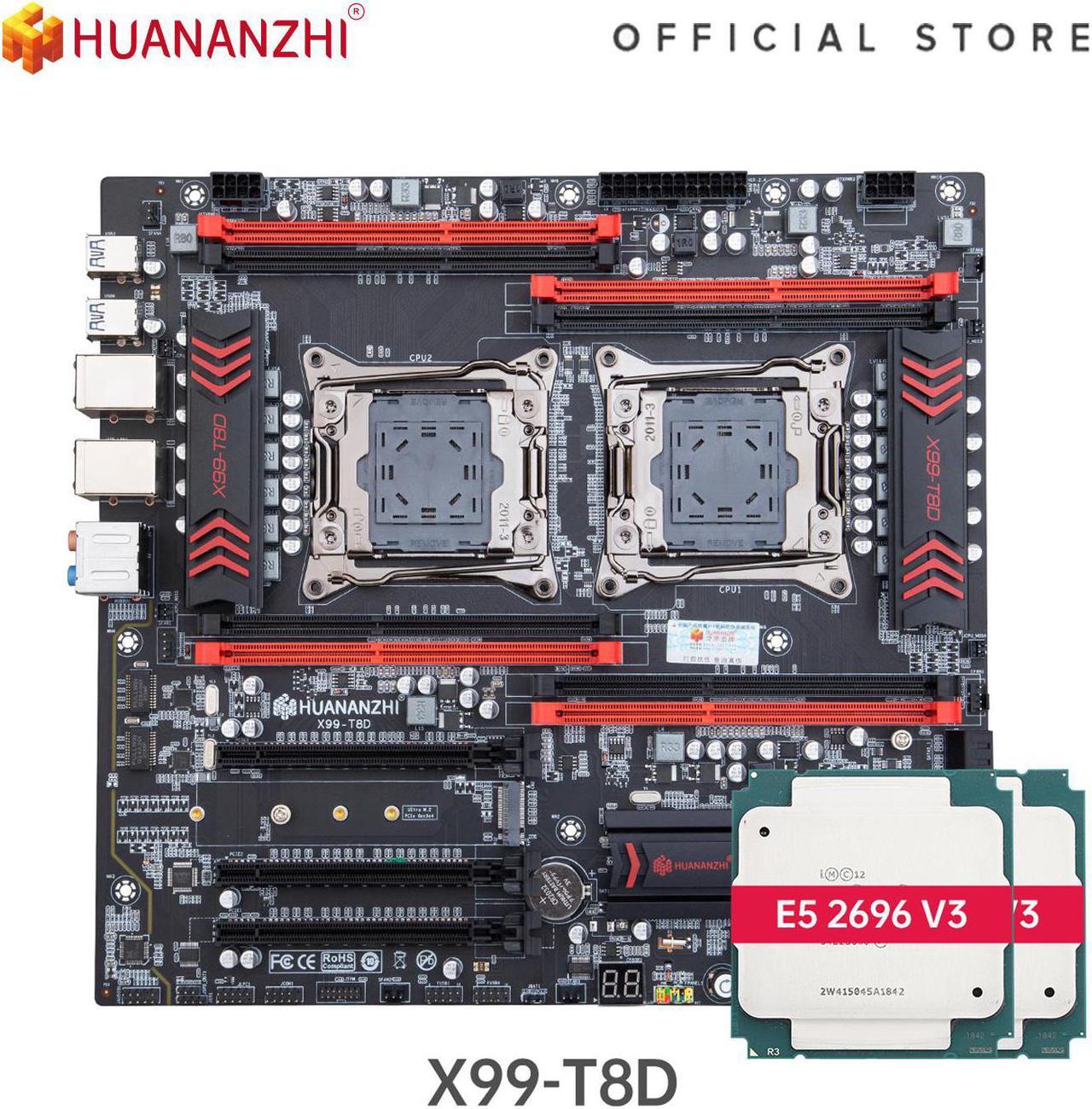 HUANANZHI X99 T8D X99 Motherboard Intel Dual with Intel XEON E5 2696 V3*2 combo kit set support DDR3 ECC M.2 NVME NGFF USB3.0