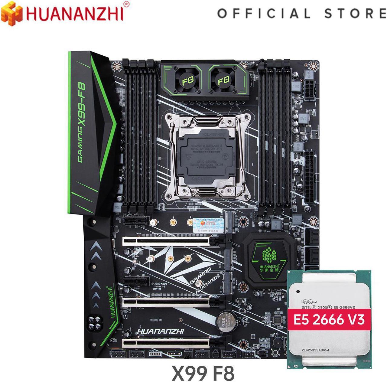 HUANANZHI X99 F8 X99 Motherboard with Intel XEON E5 2666 V3 LGA 2011-3 DDR4 RECC NON-ECC memory combo kit set NVME