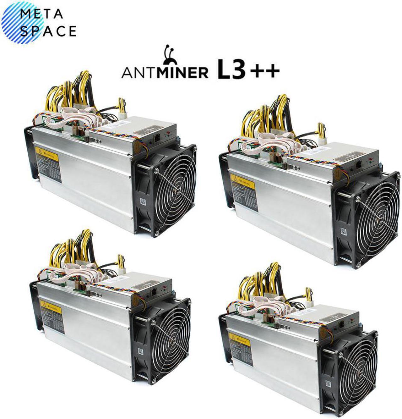 Four Units Sets ANTMINER L3++( All Machine Come With power supply and Cable)Scrypt Litecoin Miner 580MH/s LTC Come with Doge Coin Mining Machine ASIC Miners Better Than ANTMINER L3 L3+ S9 S9i S9J