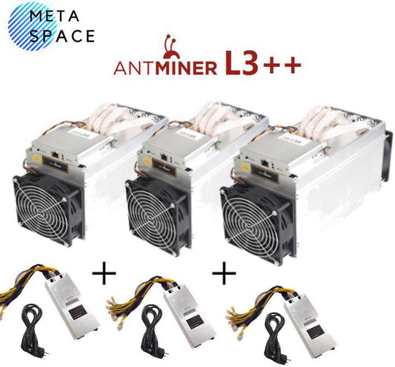 Three Units Sets Bitmain ANTMINER L3++ ASIC Miner Scrypt Litecoin 580MH/s LTC Come with Doge Coin Mining Machine with PSU Blockchain Miners Better Than ANTMINER L3 L3+ S9 S9J