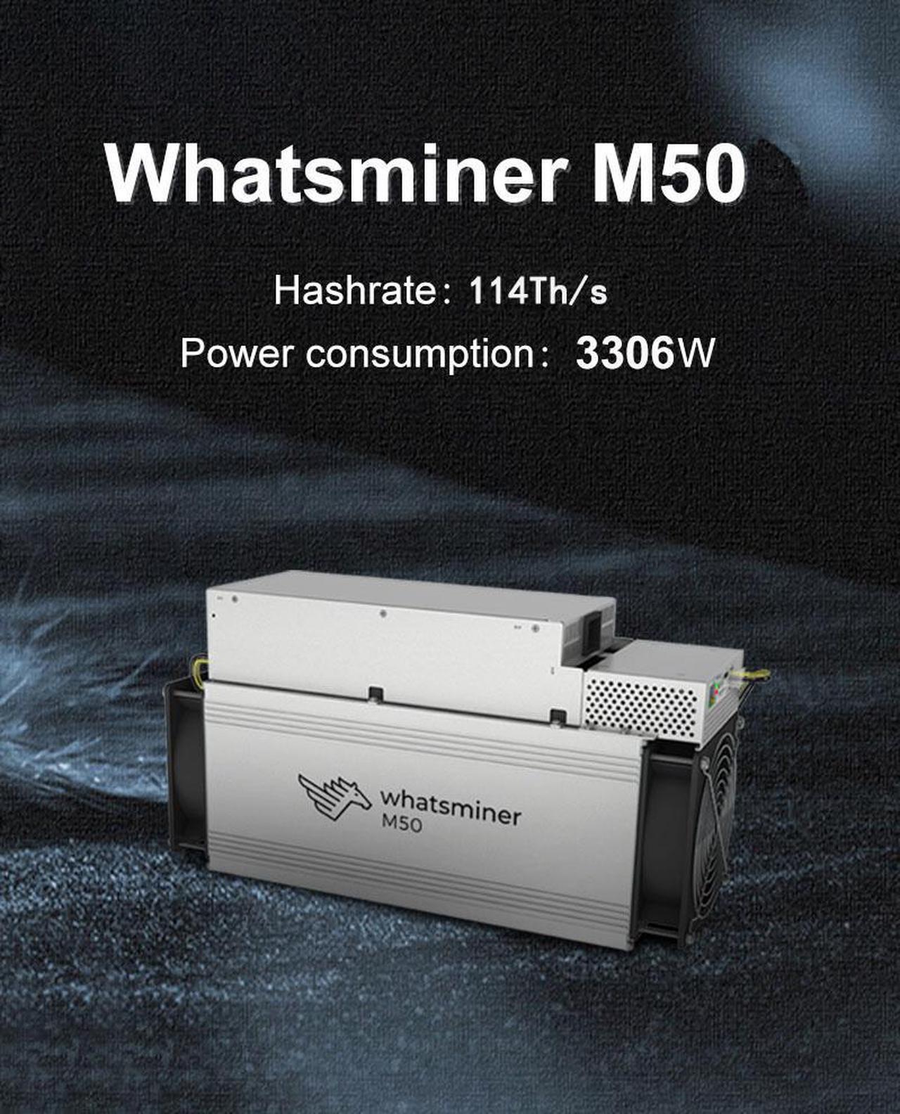 Alt view image 2 of 6 - The Newest Whatsminer M50 114T from MicroBT mining SHA-256 algorithm with a maximum hashrate of 114 TH/s at 29 J/T Most Efficient Asic Miner BTC Bitcoin With PSU
