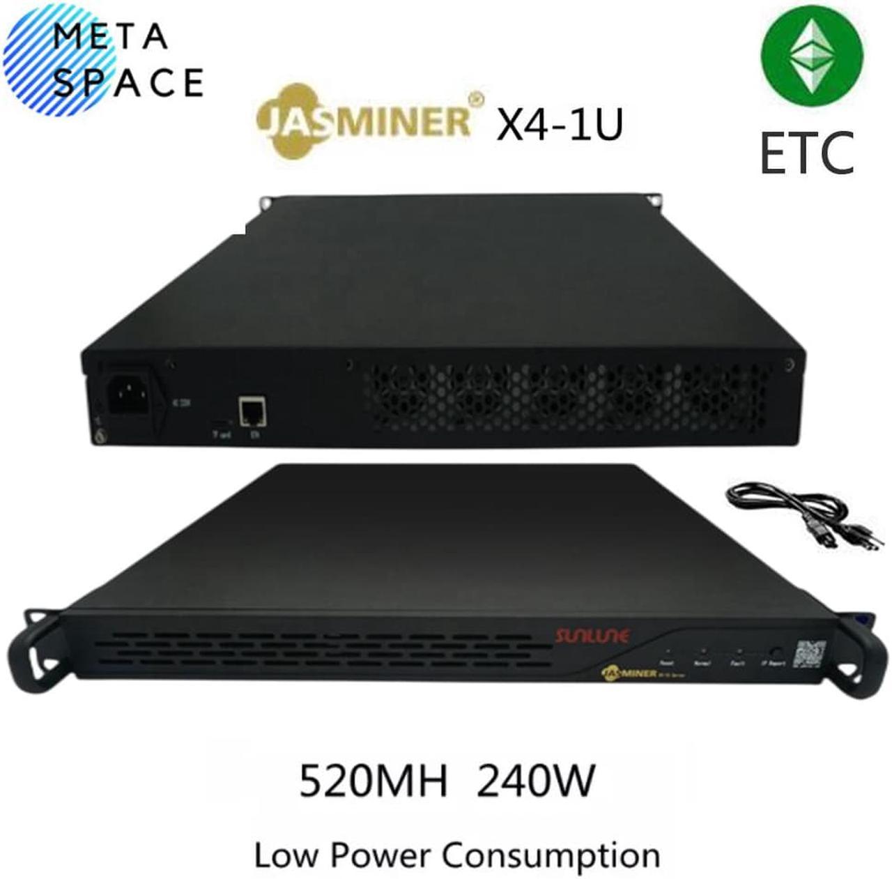 ETC Miner Machine Jasminer X4 1U Server ETC Asic Miner Hashrate of 520MH/s with Lowest Consumption 240W Ethash Algorithm ETC Crypto Mining Machine Supply and Guaranty by ELEC SPACE