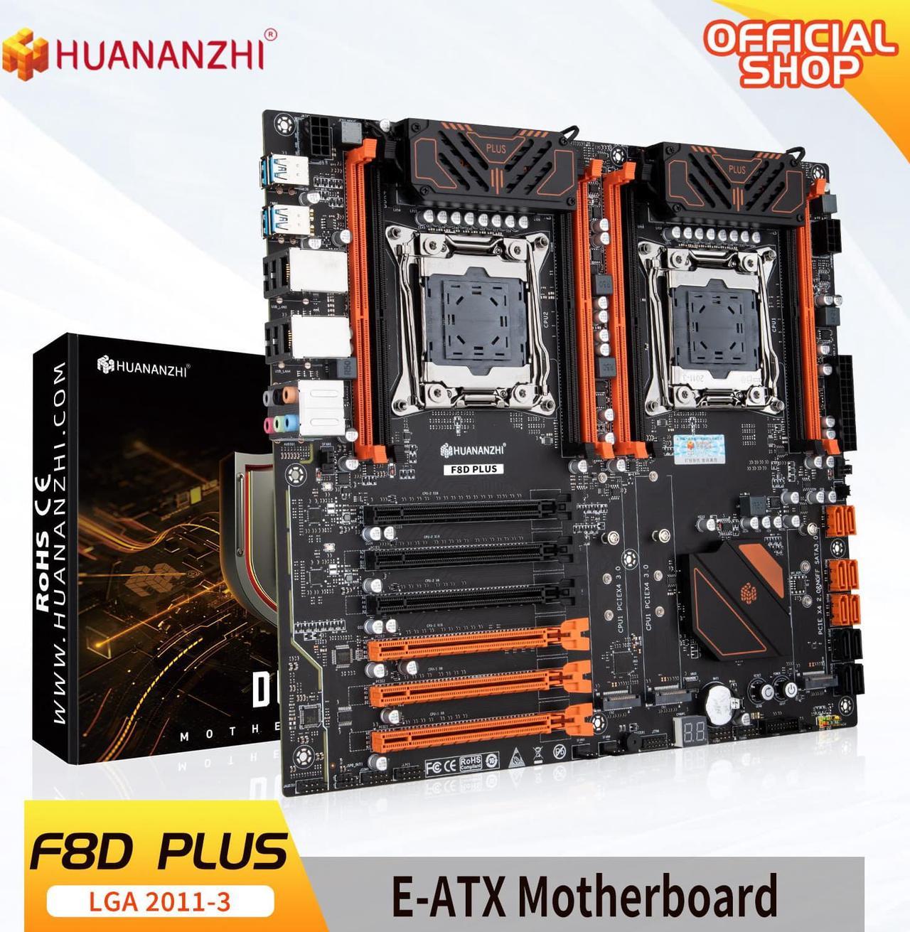 HUANANZHI X99 F8D PLUS LGA 2011-3 XEON X99 Motherboard Dual CPU support Intel XEON E5 V3 V4 DDR4 RECC NON-ECC M.2 NVME NGFF