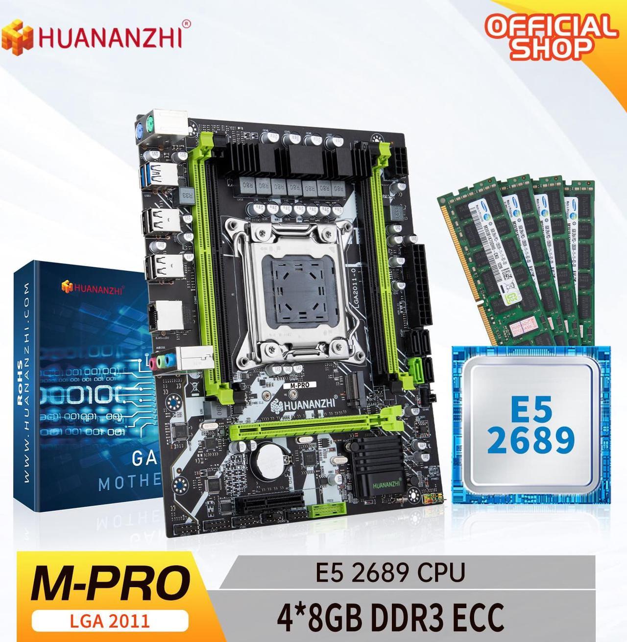 HUANANZHI X79 M PRO LGA 2011 XEON X79 Motherboard with Intel E5 2689 with 4*8GB DDR3 RECC memory combo kit set NVM