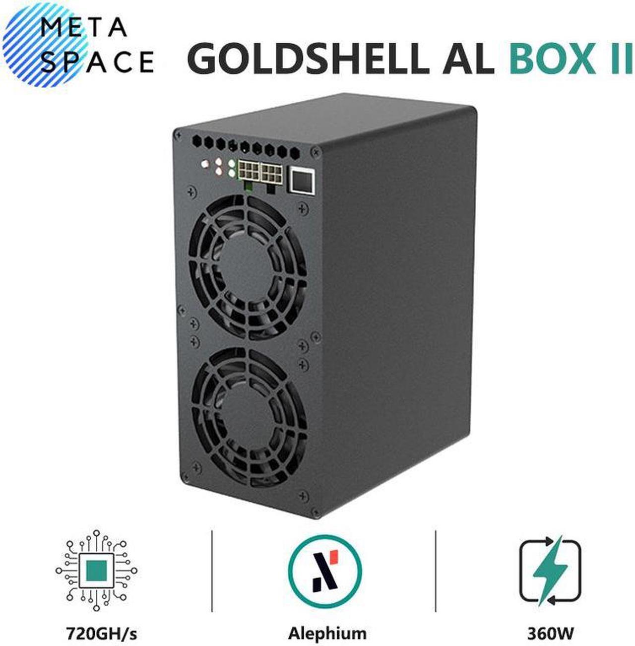 New Gold-shell AL BOX II 720Gh/s 360W ALPH Miner With Power Supply Blake3 Algorithm Alephium Miner AL BOX 2 Gold-shell ALPH Box