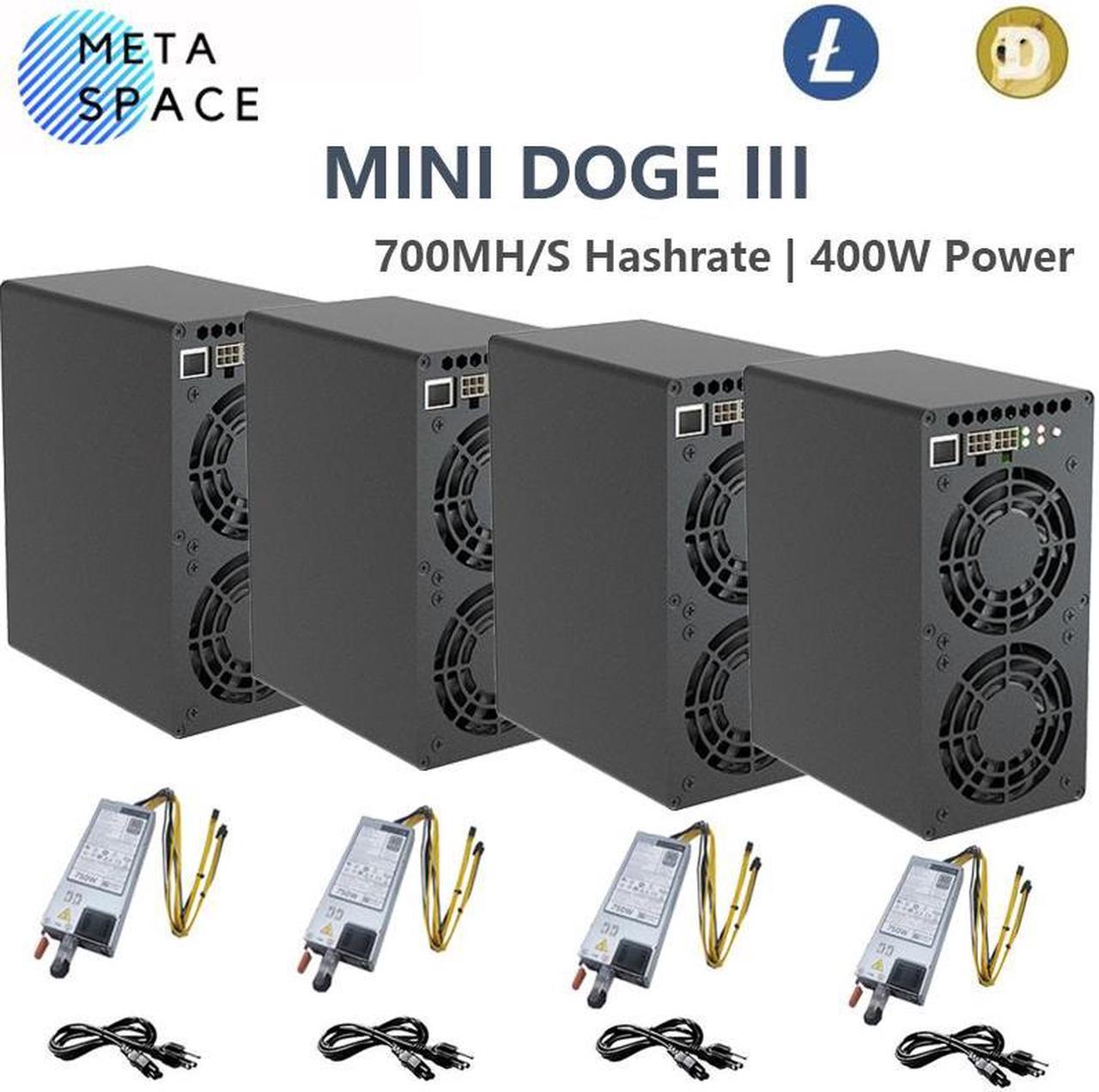 4PCS SETS Gold Shell MINI DOGE III Miner Support LTC & Doge Coin Miner Mini Doge 3 With PSU 700MH/S 400W Litcoin Miner Low Noise Better Than Mini Doge II Miner