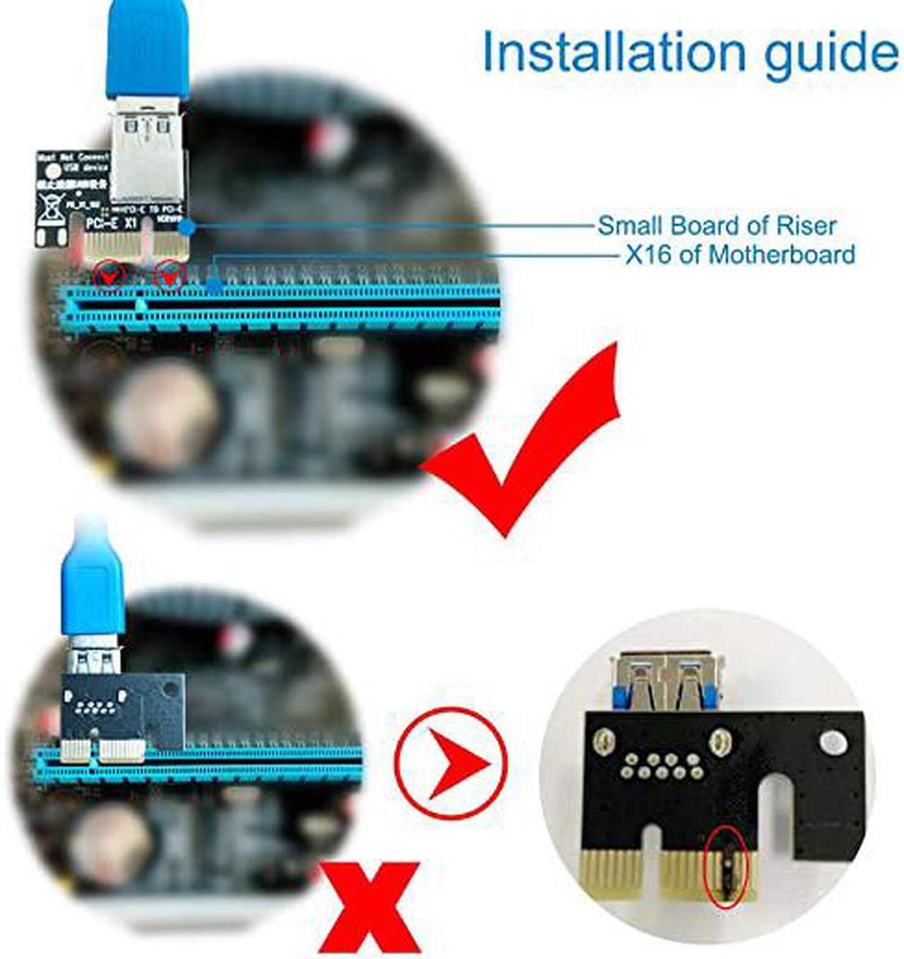 Alt view image 2 of 6 - The 12 Pack PCI-E Riser for BitcoinLitecoin ETH Coin Ubit Mining Dedicated Graphics Card PCI-E Riser 1X to 16X Riser Card 164P / 60cm USB 3.0 Extension  high speed  New to SATA Power Cable  (VER009s)