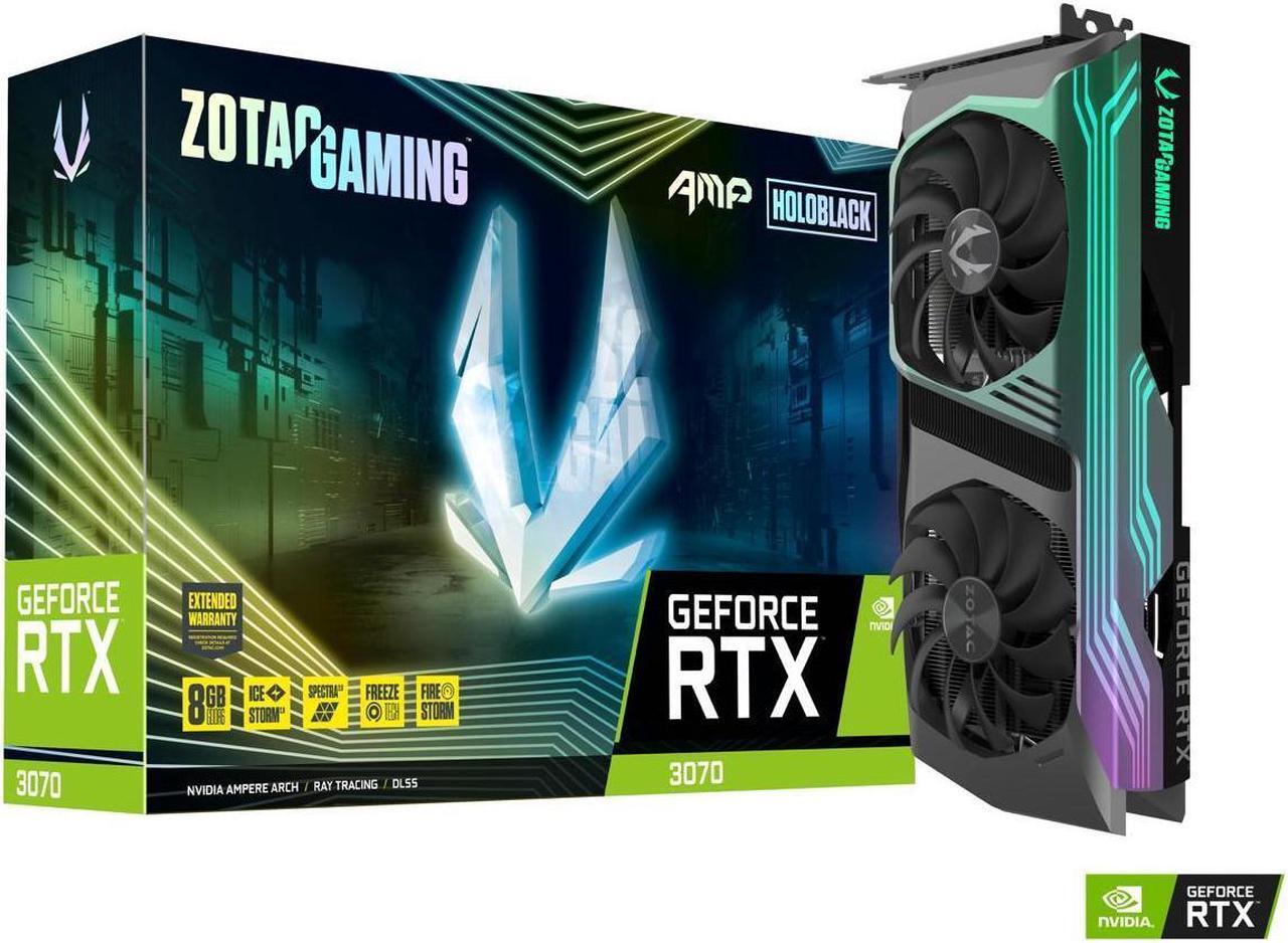 Main image of ZOTAC GAMING GeForce RTX 3070 AMP Holo LHR 8GB GDDR6 256-bit 14 Gbps PCIE 4.0 Gaming Graphics Card, HoloBlack, IceStorm 2.0 Advanced Cooling, SPECTRA 2.0 RGB Lighting, ZT-A30700F-10PLHR