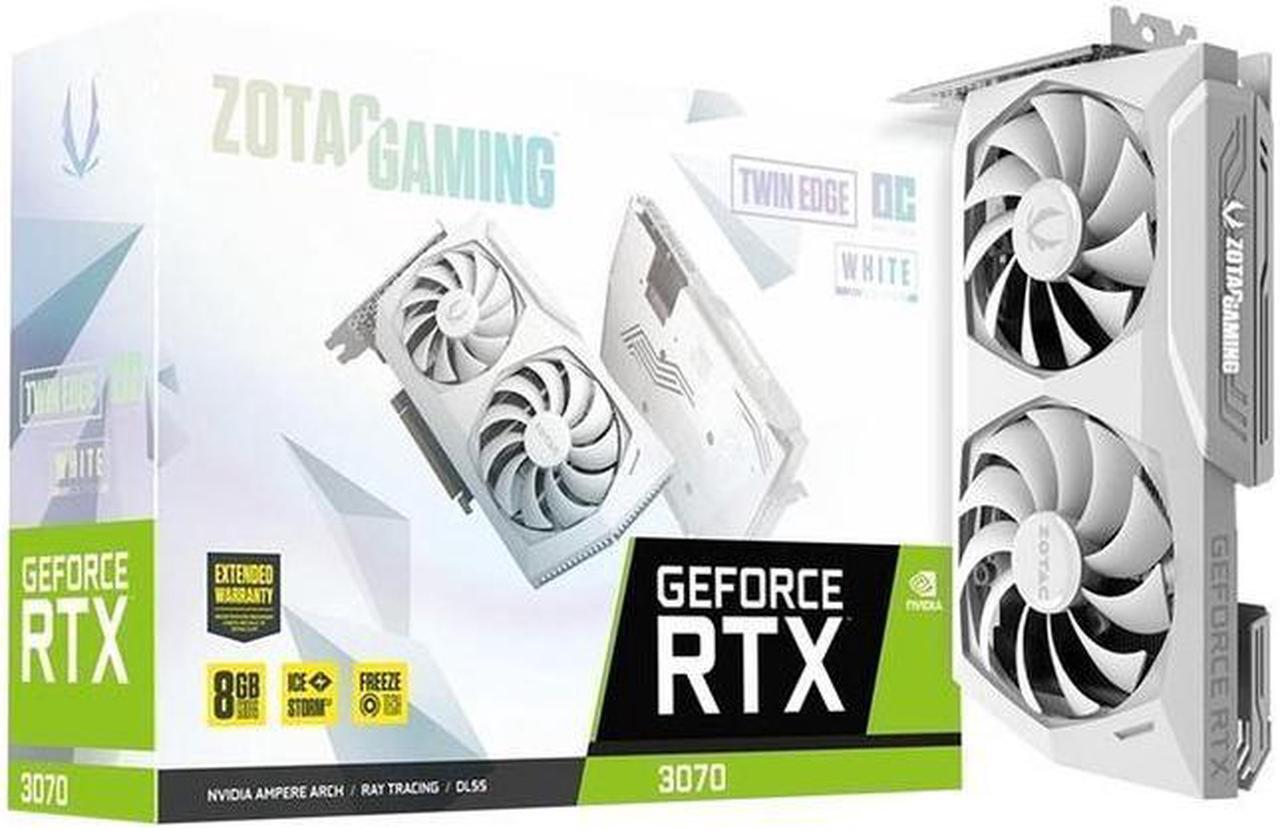 Main image of ZOTAC GAMING GeForce RTX 3070 Twin Edge OC White Edition LHR ZT-A30700J-10PLHR 8GB GDDR6X 384 Bit 1755 MHz 14 Gbps 3DP HDMI Graphic Card