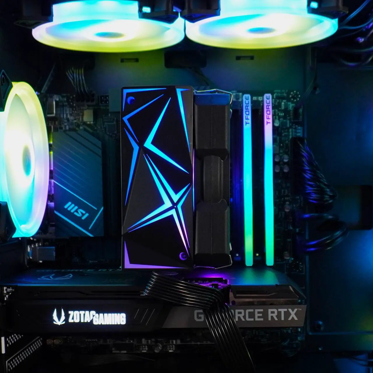 Alt view image 6 of 6 - HyperVertex Black Gaming PC - Intel Core  i5-12400F (2.5GHz), NVIDIA GeForce RTX 3080, DDR4-3200 RGB 16GB, 1TB NVMe M.2 SSD, Windows 11, WiFi, Xtreme VR - OEM