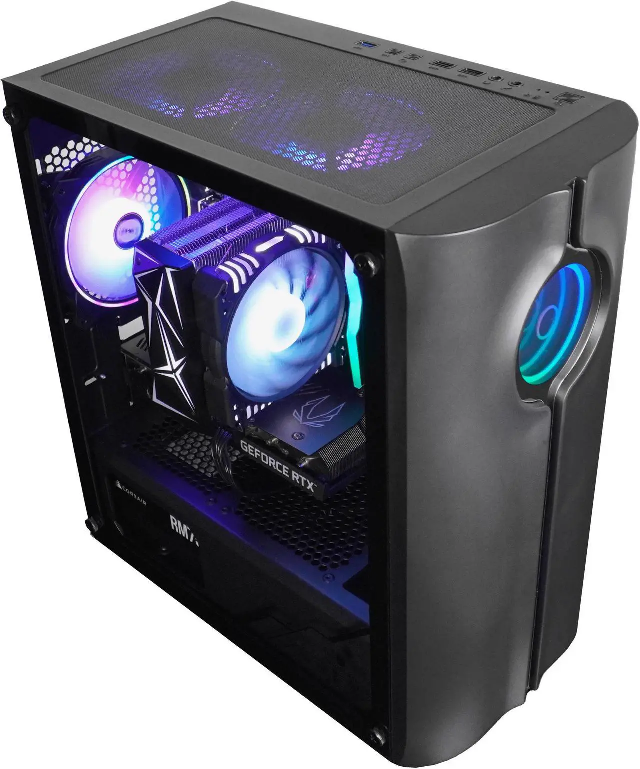 Alt view image 4 of 6 - HyperVertex Black Gaming PC - Intel Core  i5-12400F (2.5GHz), NVIDIA GeForce RTX 3080, DDR4-3200 RGB 16GB, 1TB NVMe M.2 SSD, Windows 11, WiFi, Xtreme VR - OEM