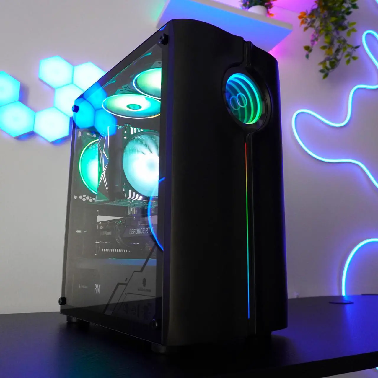 Alt view image 5 of 6 - HyperVertex Black Gaming PC - Intel Core  i5-12400F (2.5GHz), NVIDIA GeForce RTX 3080, DDR4-3200 RGB 16GB, 1TB NVMe M.2 SSD, Windows 11, WiFi, Xtreme VR - OEM