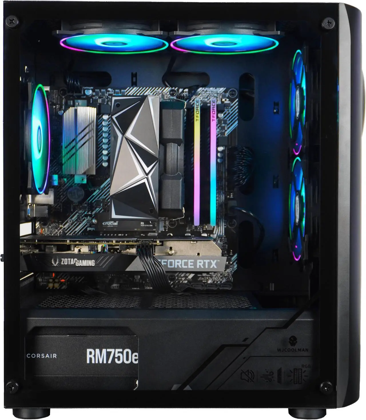 Alt view image 3 of 6 - HyperVertex Black Gaming PC - Intel Core  i5-12400F (2.5GHz), NVIDIA GeForce RTX 3080, DDR4-3200 RGB 16GB, 1TB NVMe M.2 SSD, Windows 11, WiFi, Xtreme VR - OEM