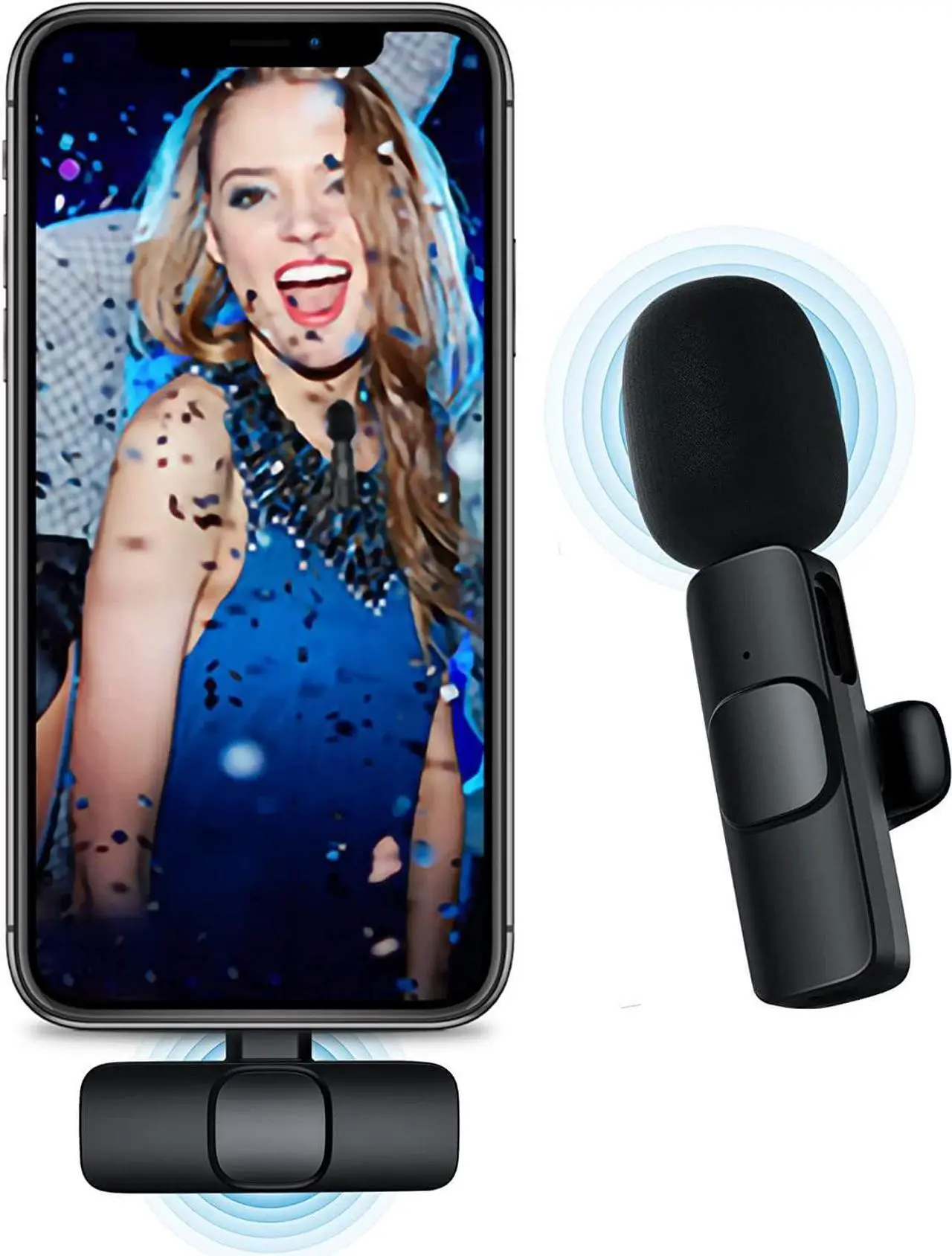Main image of Wireless Lavalier Microphone Compatible with iPhone iPad, Lapel Clip-on Mic for Phone Video Recording TikTok YouTube Live Stream Vlog(NO App/Bluetooth Needed)