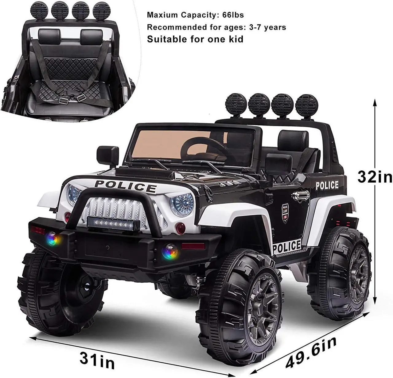 Alt view image 5 of 7 - 12V Kids Electric Truck Car With Remote Control Pink
