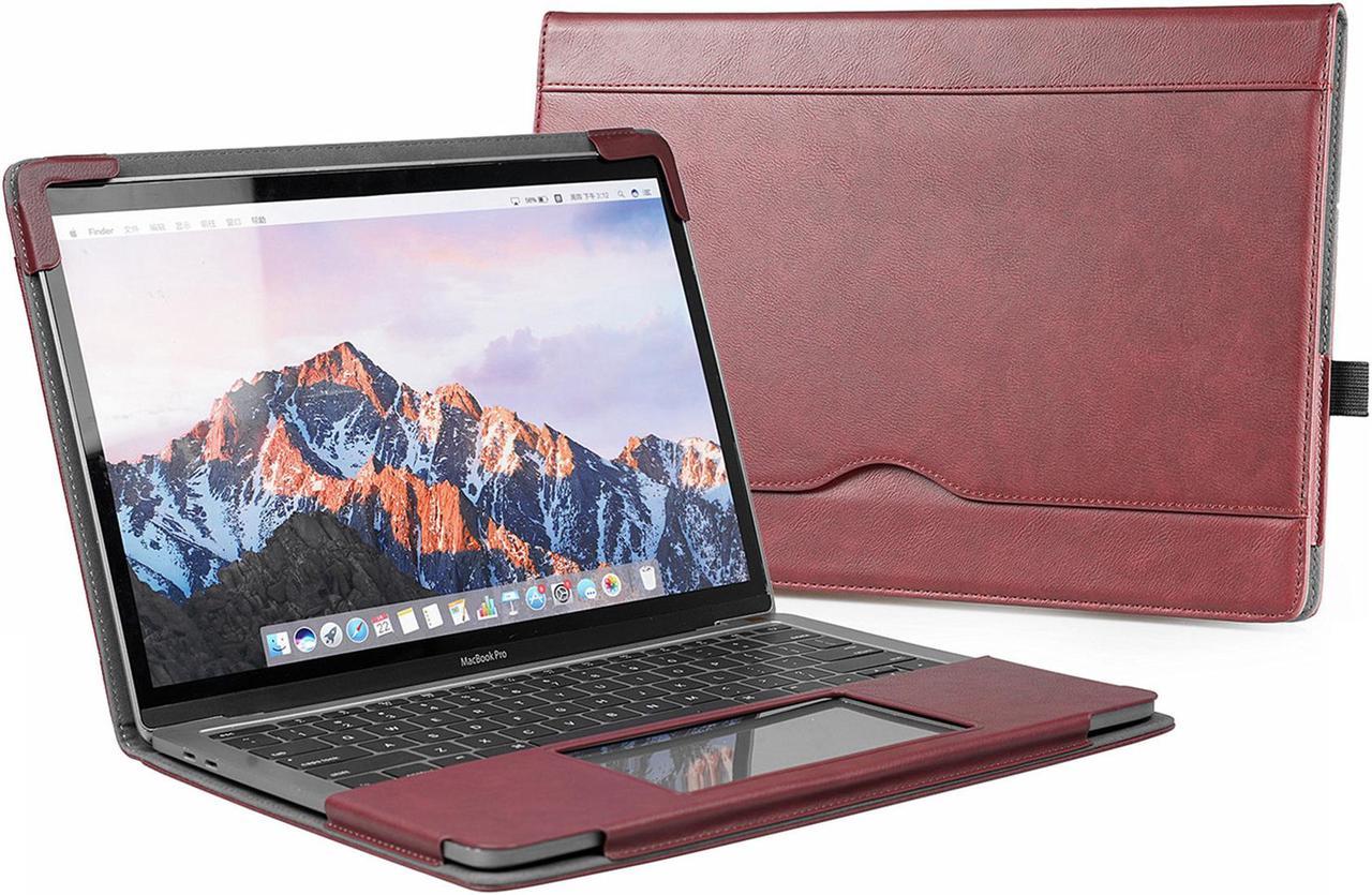 TYTX MacBook Pro Leather Case 13 Inch 2016-2020 (A1989 A1706 A1708 A2159 A2289 A2251 A2338) Laptop Sleeve Protective Folio Book Cover (New MacBook Pro 13", Wine Red)