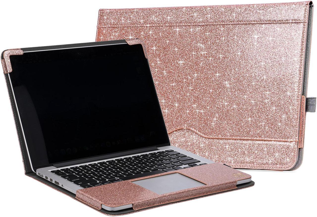 TYTX MacBook Air Leather Case 13 Inch 2020 2019 2018 (A2337 A2179 A1932) Laptop Sleeve Protective Folio Book Cover (New MacBook Air 13", Shining Rose Gold)