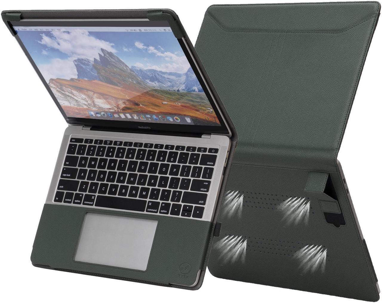 TYTX Compatible with MacBook Air Leather Case with Vents and Stand Function 13 Inch 2020 2019 2018 (A2337 A2179 A1932) (Green)