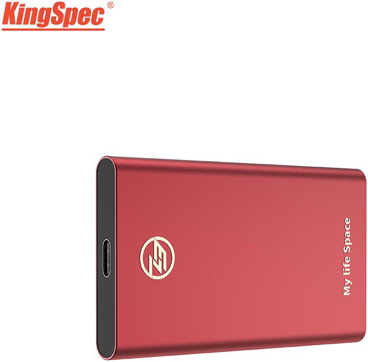 KingSpec External SSD 2TB Internal Solid State Drive Portable SSD Hard Drive Type-C to USB 3.1 Red