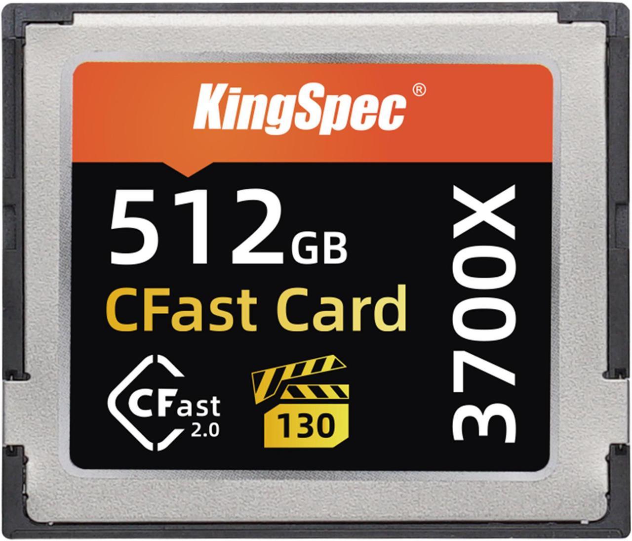 KingSpec CFast 2.0 Memory Card 512GB Media Storage Camera Card VPG130 3700X (up to 550MB/s Read) for Filmmaker Content Creator