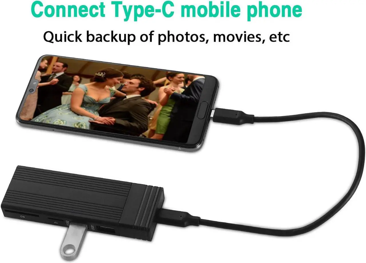 Alt view image 5 of 7 - KingSpec 5 in 1 SSD Enclosure NVMe NGFF M.2 SSD Case USB C HUB Type C 3.1 Adapter Dock USB HUB for Desktop Laptop USB C Splitter  2242/2260/2280 (with C to A Cable and C to C Cable)