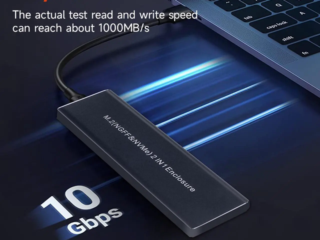 Alt view image 6 of 7 - KingSpec M2 NVMe SATA SSD Case 10Gbps HDD Box M. 2 NVME NGFF SSD to USB 3.1 SSD Enclosure Dual Protocol Type-A to Type-C for M. 2 SSD Black