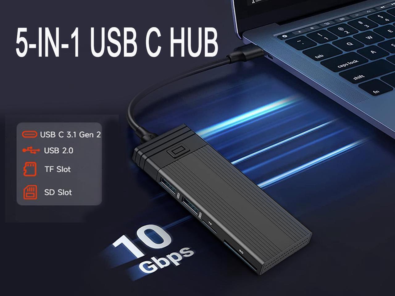 Alt view image 3 of 7 - KingSpec 5 in 1 SSD Enclosure NVMe NGFF M.2 SSD Case USB C HUB Type C 3.1 Adapter Dock USB HUB for Desktop Laptop USB C Splitter  2242/2260/2280 (with C to A Cable)