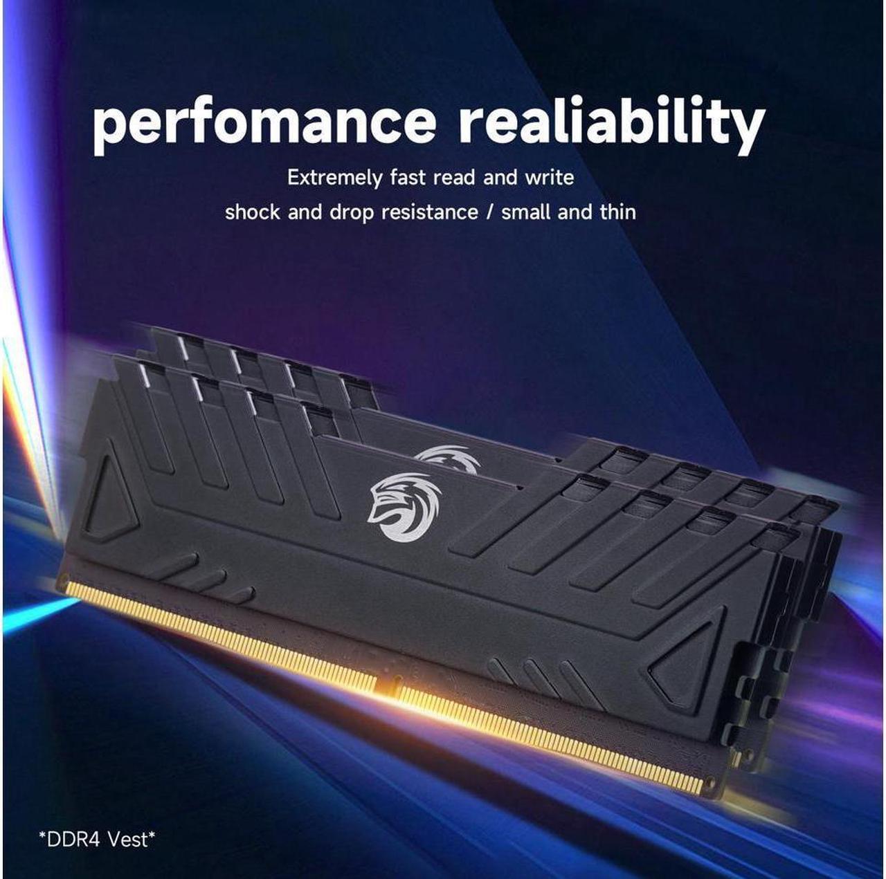 Alt view image 2 of 5 - KingSpec Gaming DDR4 RAM 16GB (2 x 8GB) 3600MHz (PC4 28800) 288-Pin Desktop PC Memory with Heatsink