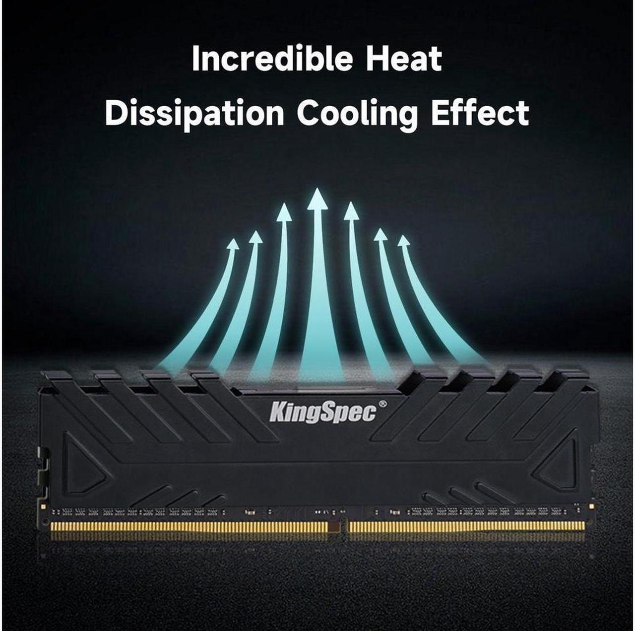 Alt view image 5 of 5 - KingSpec Gaming DDR4 RAM 16GB (2 x 8GB) 3600MHz (PC4 28800) 288-Pin Desktop PC Memory with Heatsink