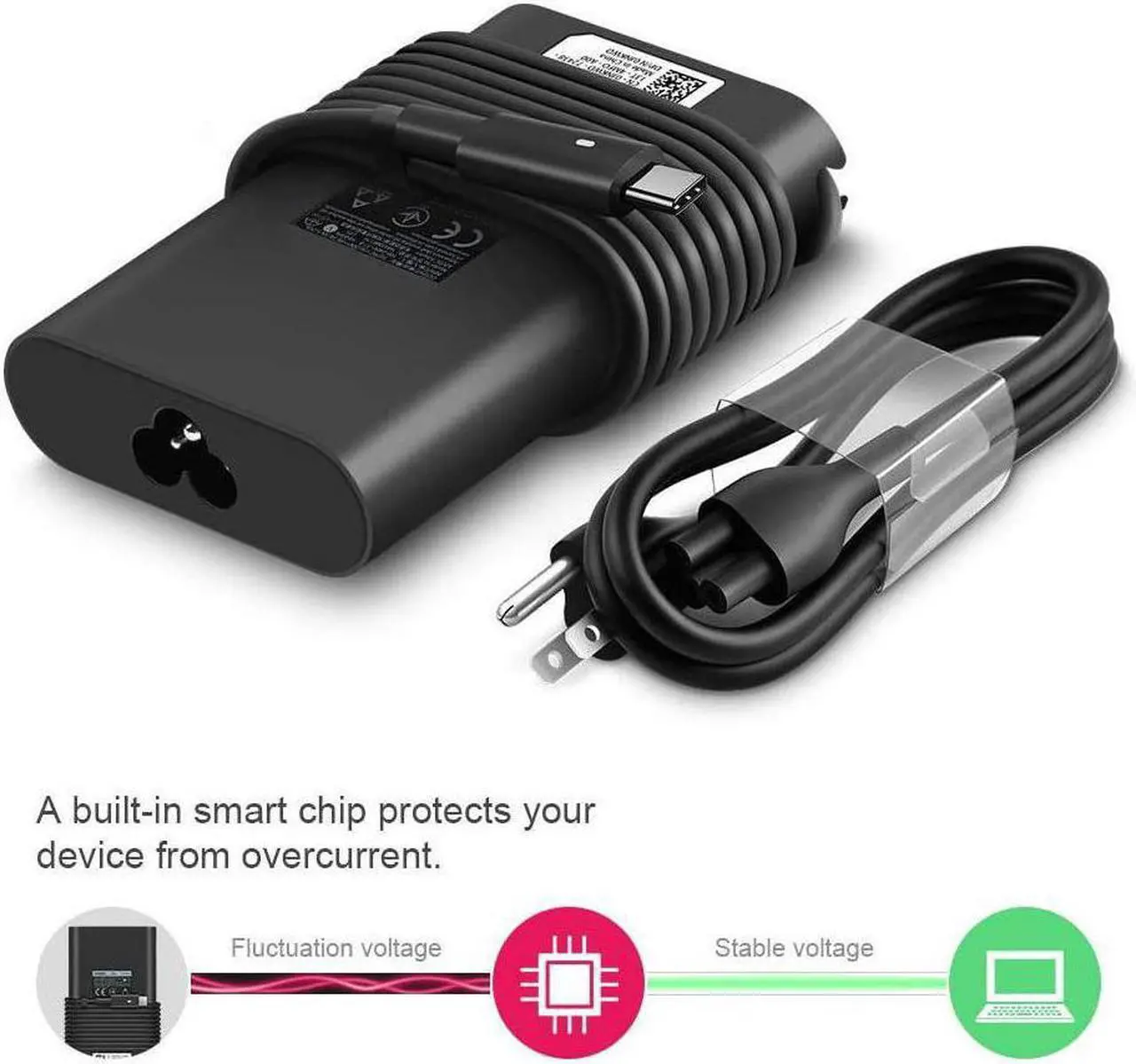 Alt view image 3 of 5 - 45W 65W USB-C Charger Replacement for Dell Latitude 7320 Detachable Laptop 20V 2.25A 3.25A Power Supply Adapter Cord