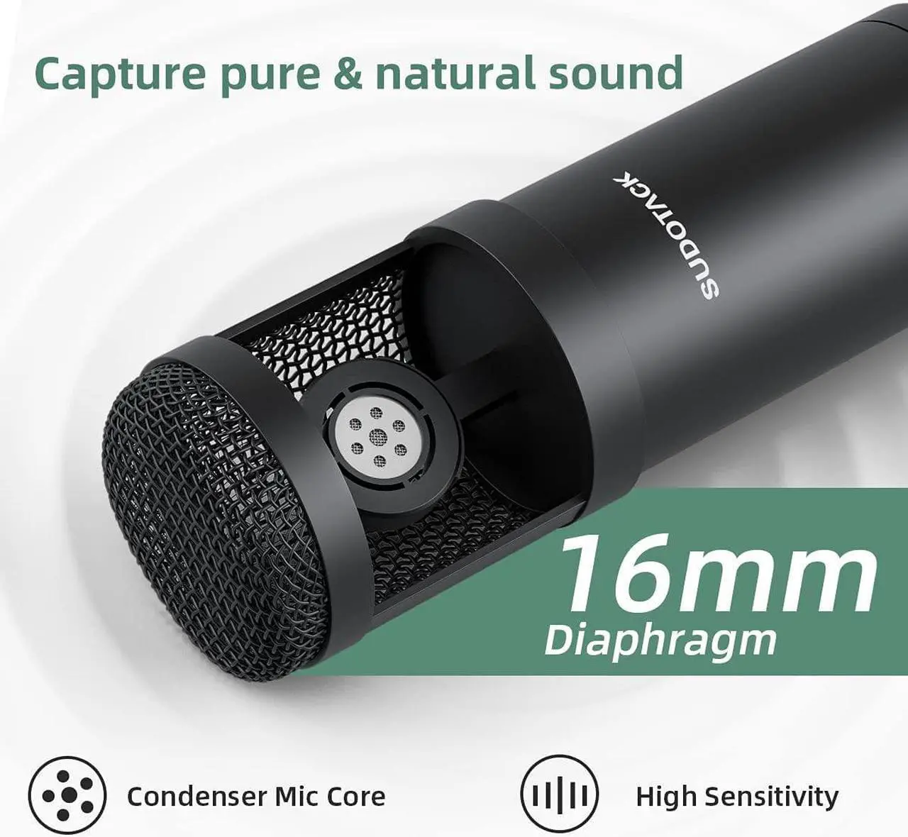 Alt view image 2 of 7 - USB Streaming Podcast PC Microphone, Professional 192KHZ/24Bit Studio Cardioid Condenser Mic Kit with Sound Card Boom Arm Shock Mount Pop Filter, for Skype Youtuber Karaoke Gaming Recording
