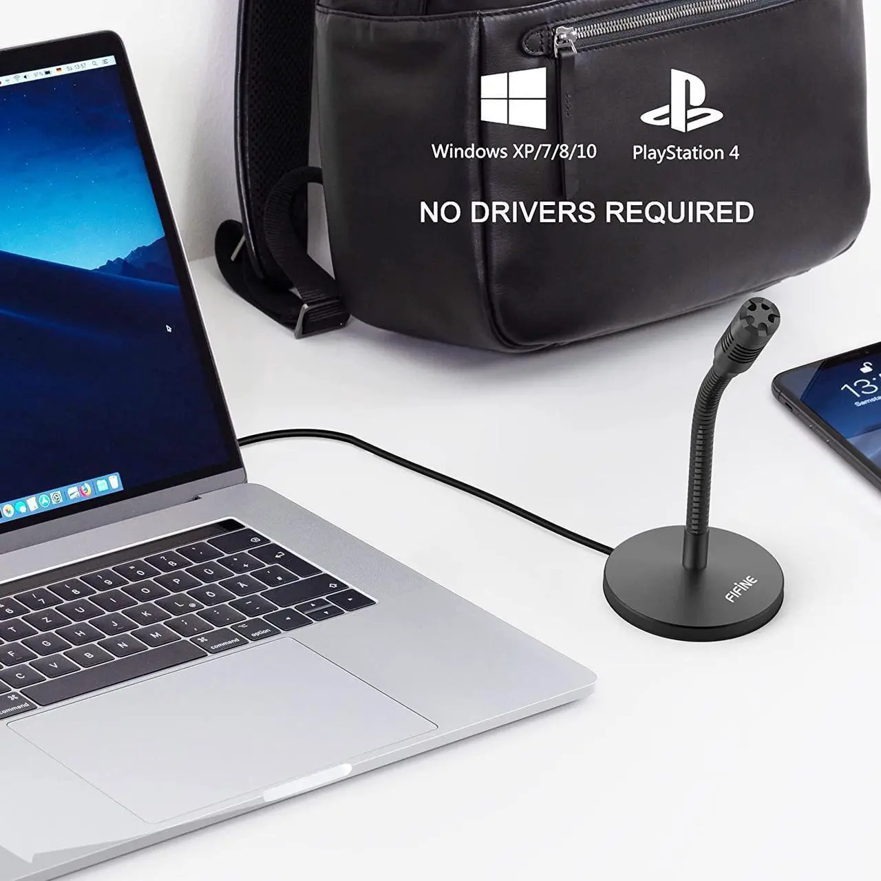 Alt view image 2 of 5 - FIFINE Mini Gooseneck USB Microphone for Dictation and Recording,Desktop Microphone for Computer Laptop PC.Plug and Play Great for Skype,YouTube,Gaming, Streaming,Voiceover,Discord and Tutorials-K050