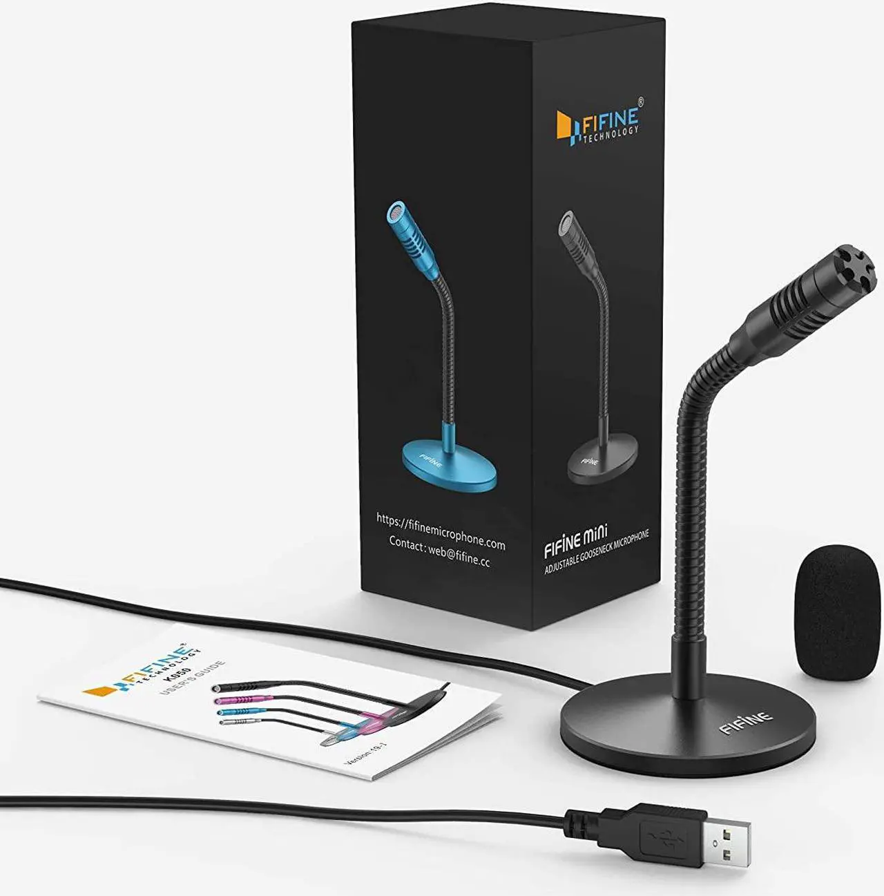 Alt view image 5 of 5 - FIFINE Mini Gooseneck USB Microphone for Dictation and Recording,Desktop Microphone for Computer Laptop PC.Plug and Play Great for Skype,YouTube,Gaming, Streaming,Voiceover,Discord and Tutorials-K050