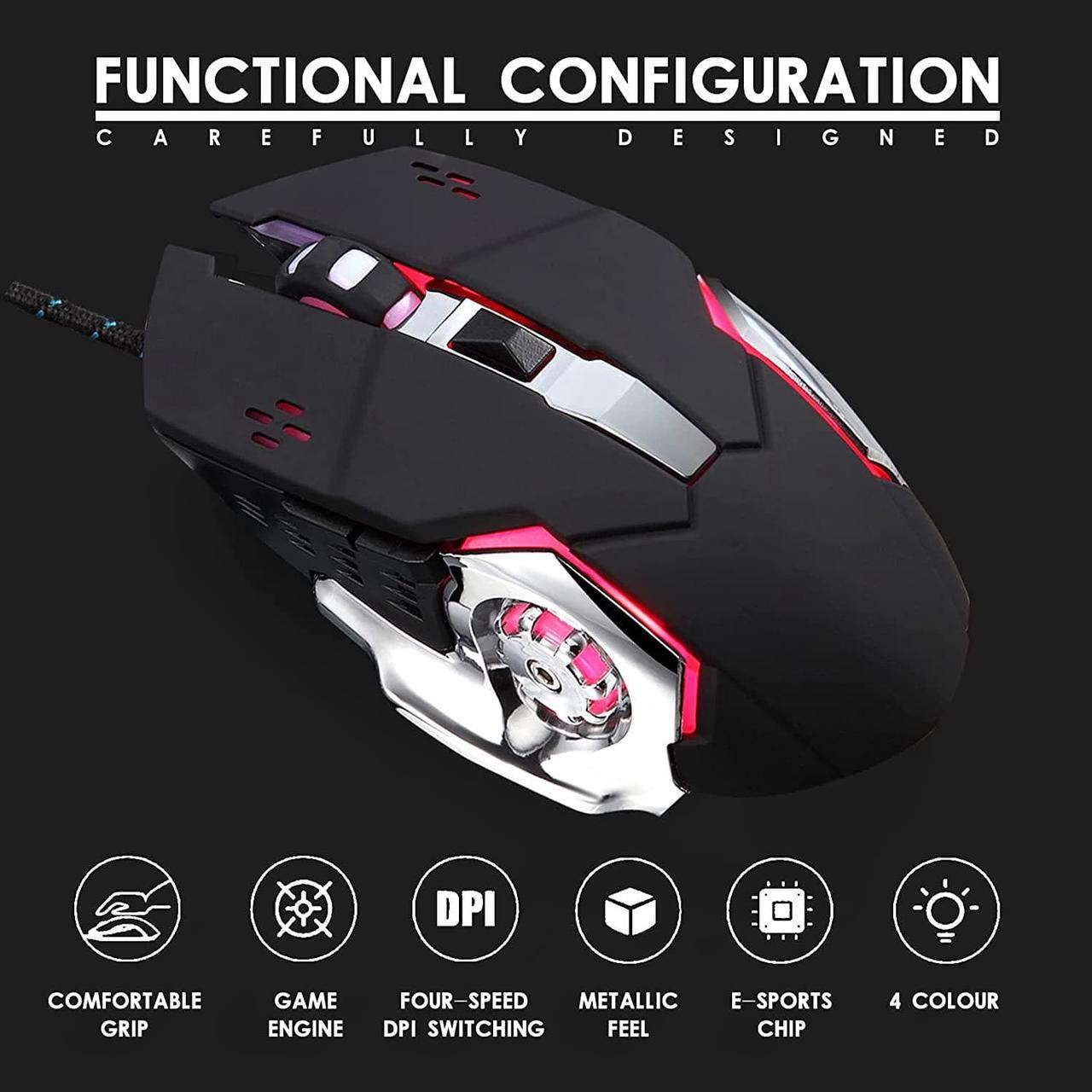 Alt view image 6 of 6 - Mechanical Keyboard with Wired Black Gaming Mouse Combo