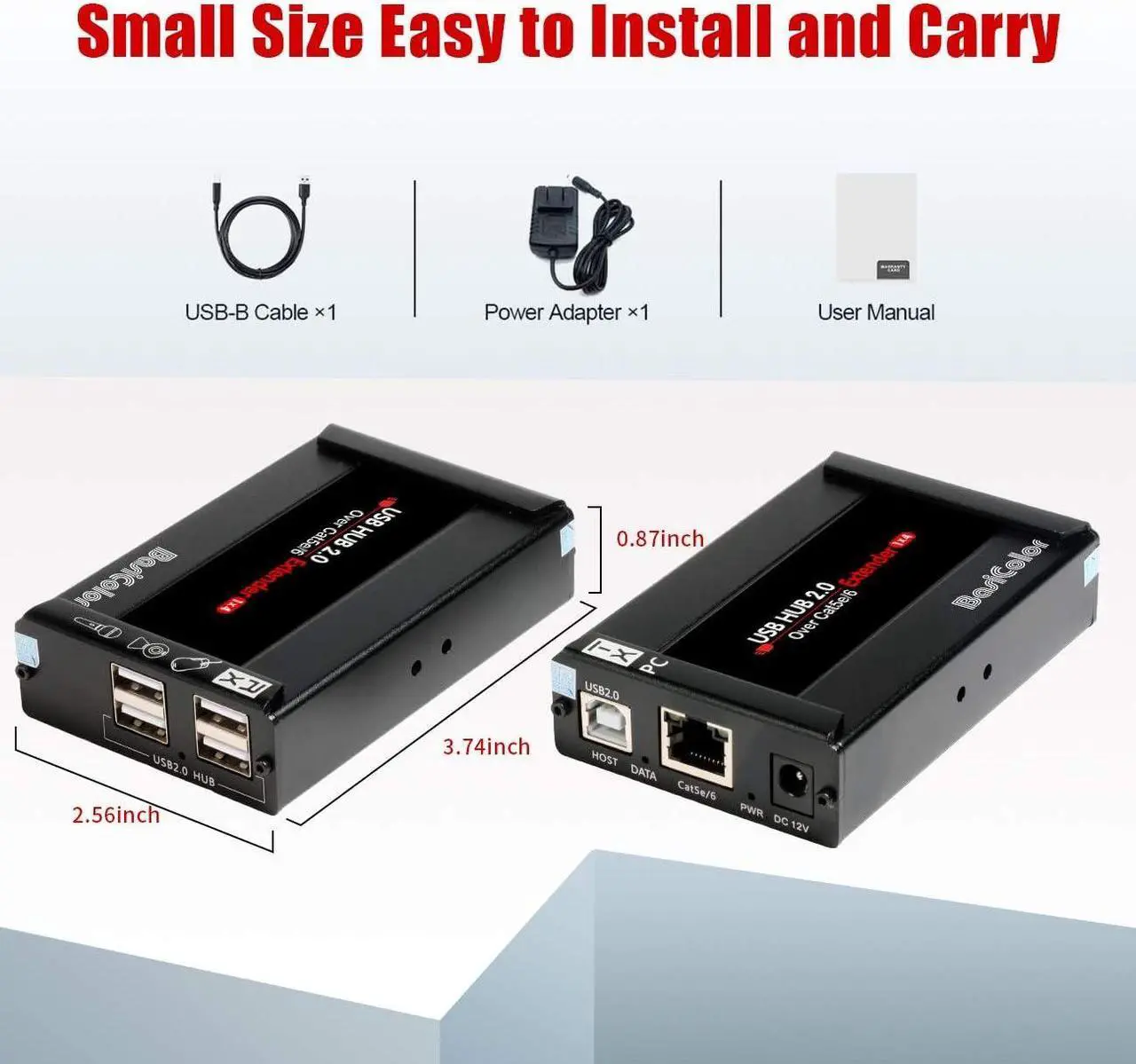 Alt view image 7 of 7 - Basicolor USB Extender 262ft(80m) Kit with 4 USB 2.0 Hub, USB Over Ethernet Cat5e/6/7 Extension, USB RJ45 Extender Support All Operating System, Plug&Play, Two Web Cameras Work Synchronously.