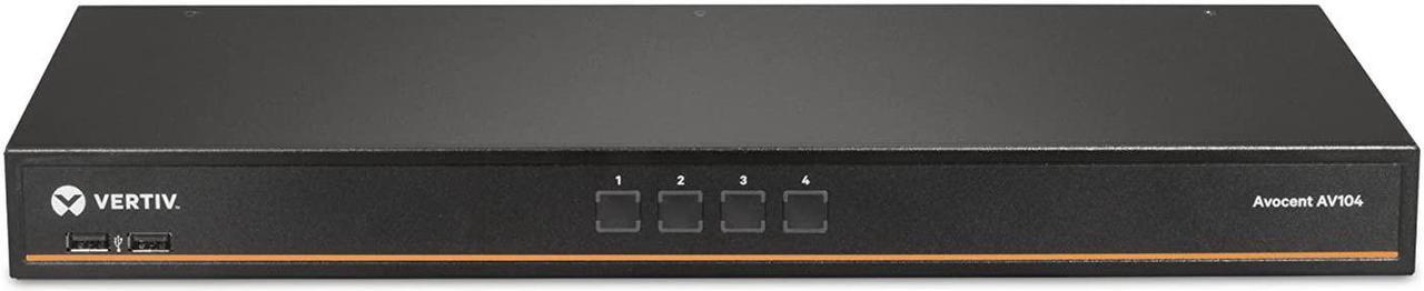 Main image of Vertiv Avocent 1x4 Rackmount or Desktop, Single-User KVM Switch with USB, Touch Button and Hotkey Switching, Cascade Support and Internal Power Supply, Ideal for Small Data Centers (AV104-400)