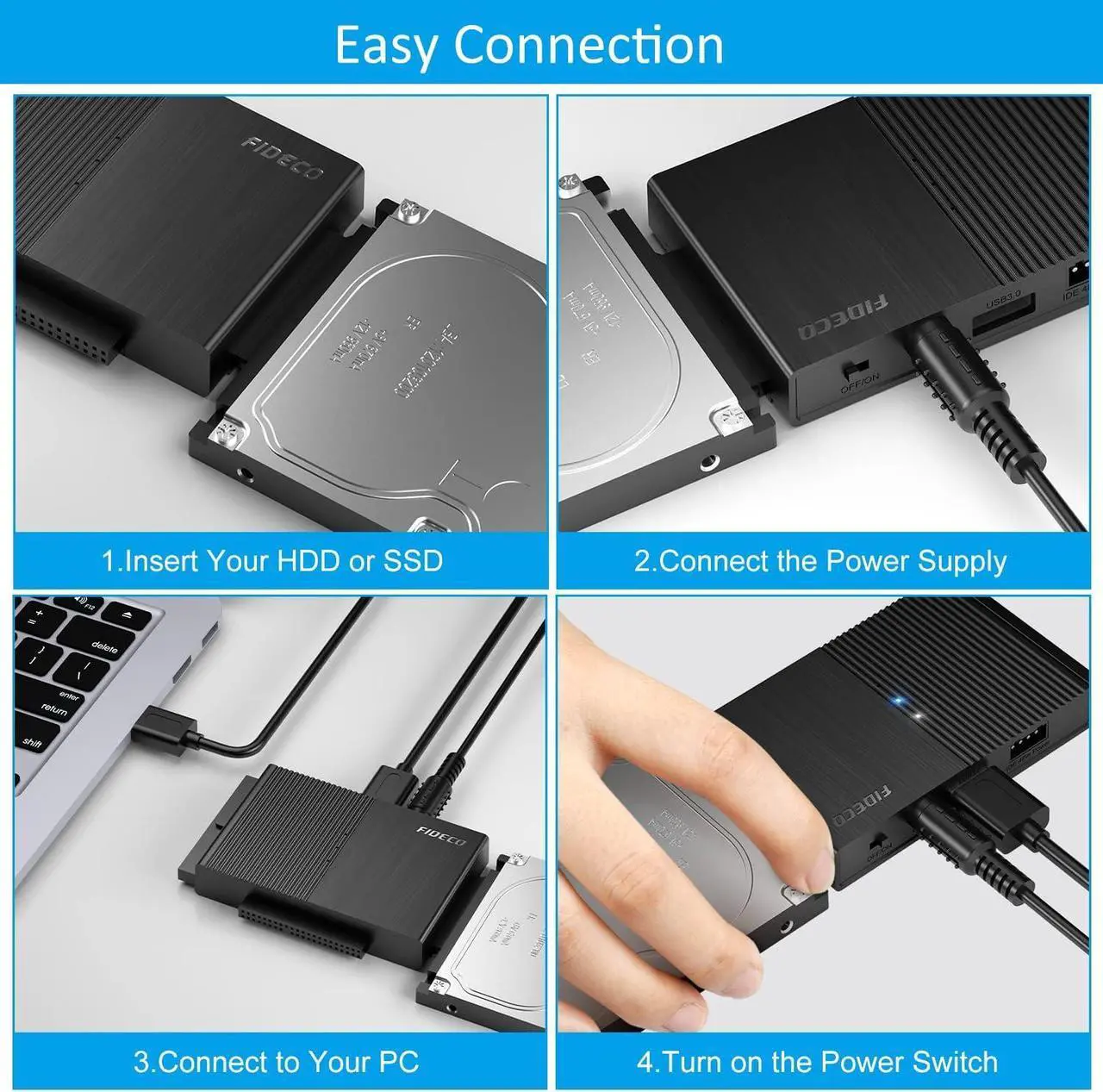 Alt view image 6 of 7 - USB 3.0 to SATA or IDE Adapter Hard Drive Adapter Cable Universal for 2.5/3.5 inch SATA HDD/SSD & IDE HDD with 12V Power Adapter